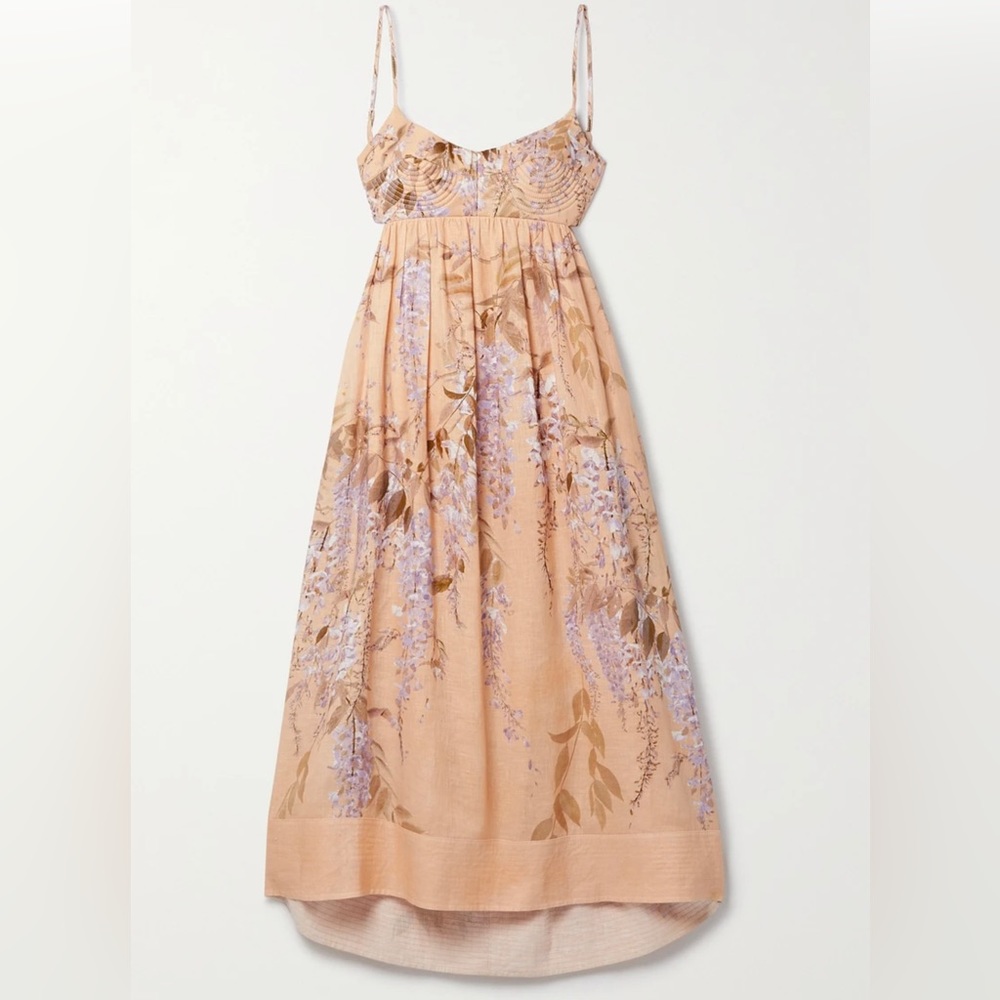 Zimmermann Rosa Cutout Floral Printed Midi Dress Size 0